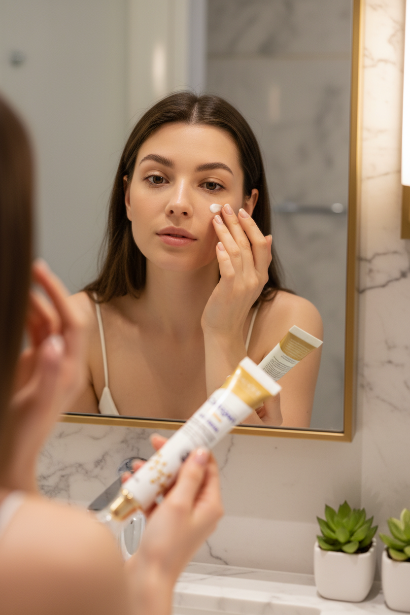 Eye Cream Mirror Application