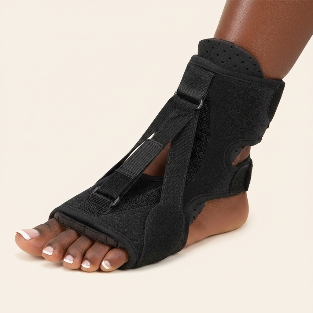 Night Splint Black Woman French Tips Close Up